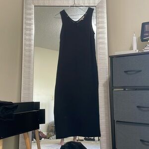 Briggs Black Cotton Dress with Side Slits